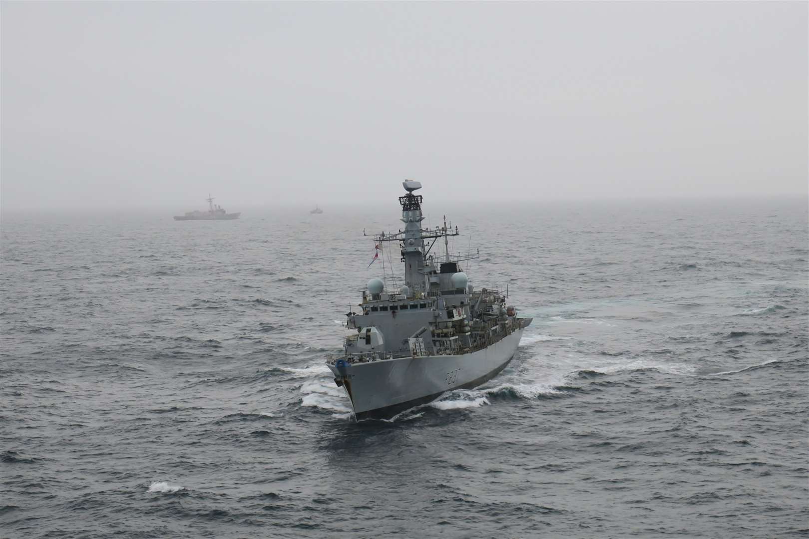 HMS Westminster firing Harpoon missiles (MoD/Crown Copyright/PA)