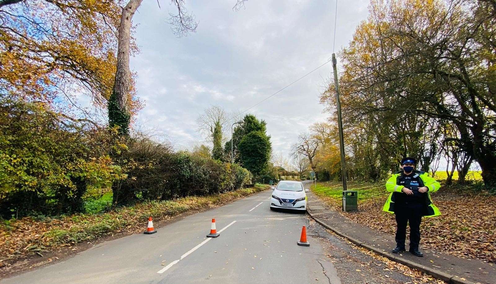 Part of Sandling Road has been cordoned off following a fire in a house this morning. Picture: Barry Goodwin