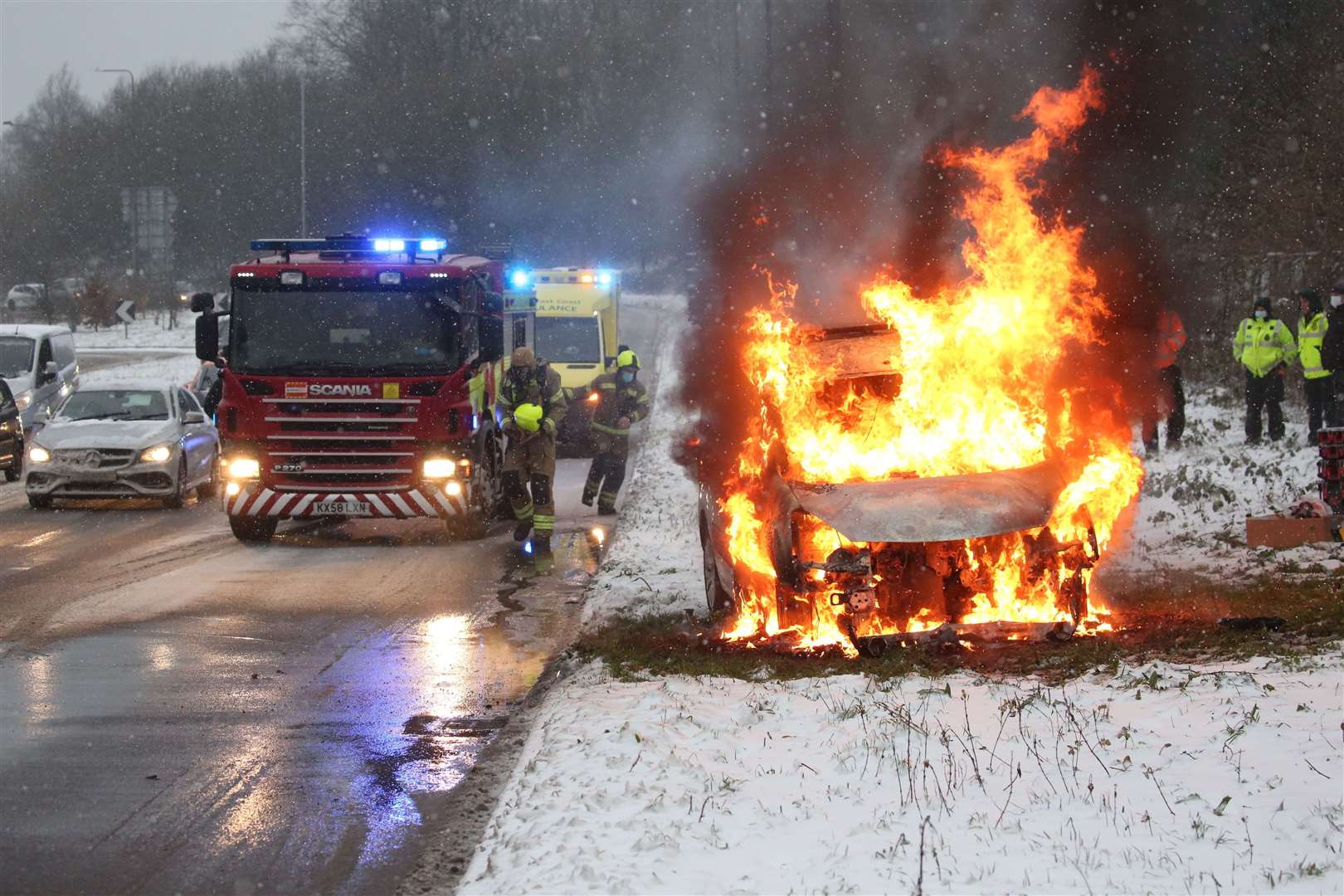 Two fire engines attended the scene. Picture: UKNIP