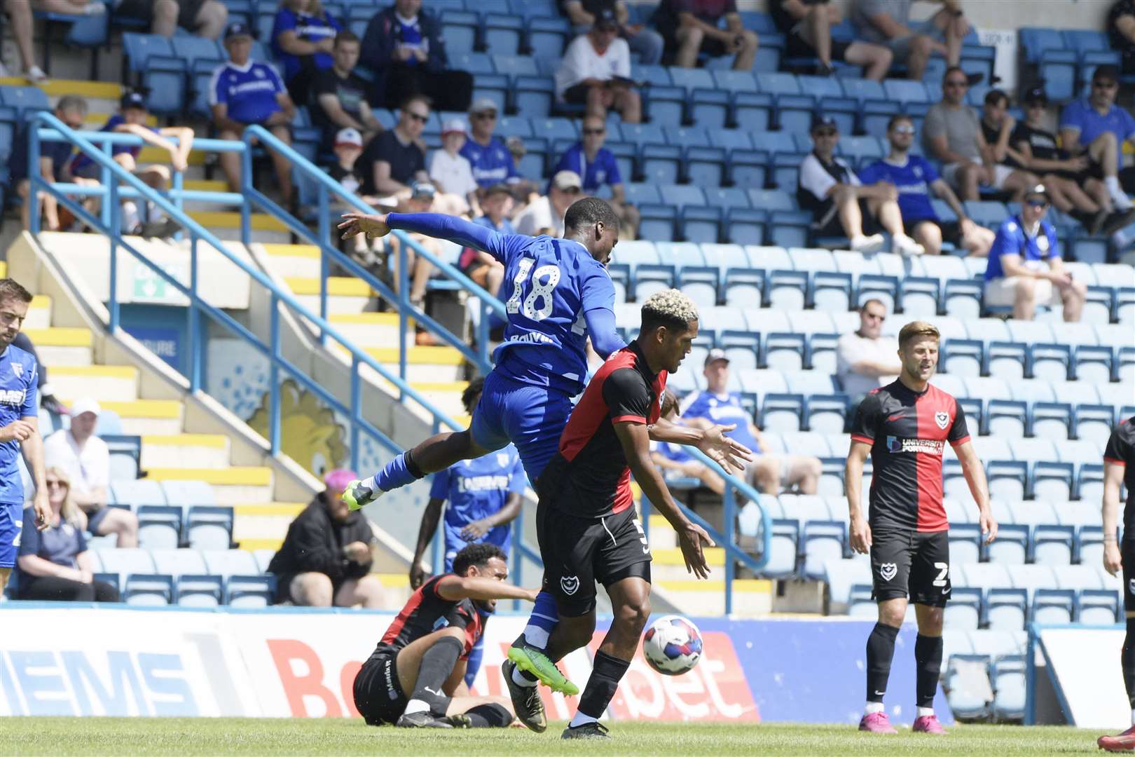 Youth striker Joe Gbode in action for Gillingham on Saturday Picture: Barry Goodwin