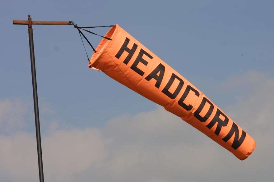 A windsock at Headcorn Aerodrome