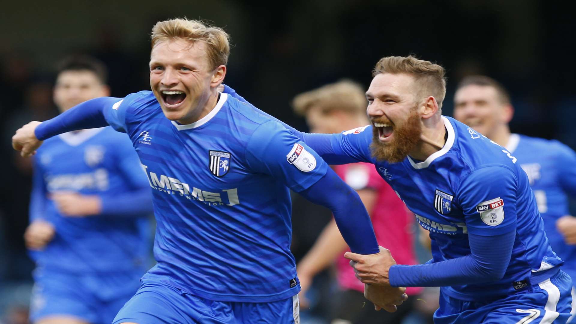 Wright and Scott Wagstaff celebrate Wright's second goal Picture: Andy Jones