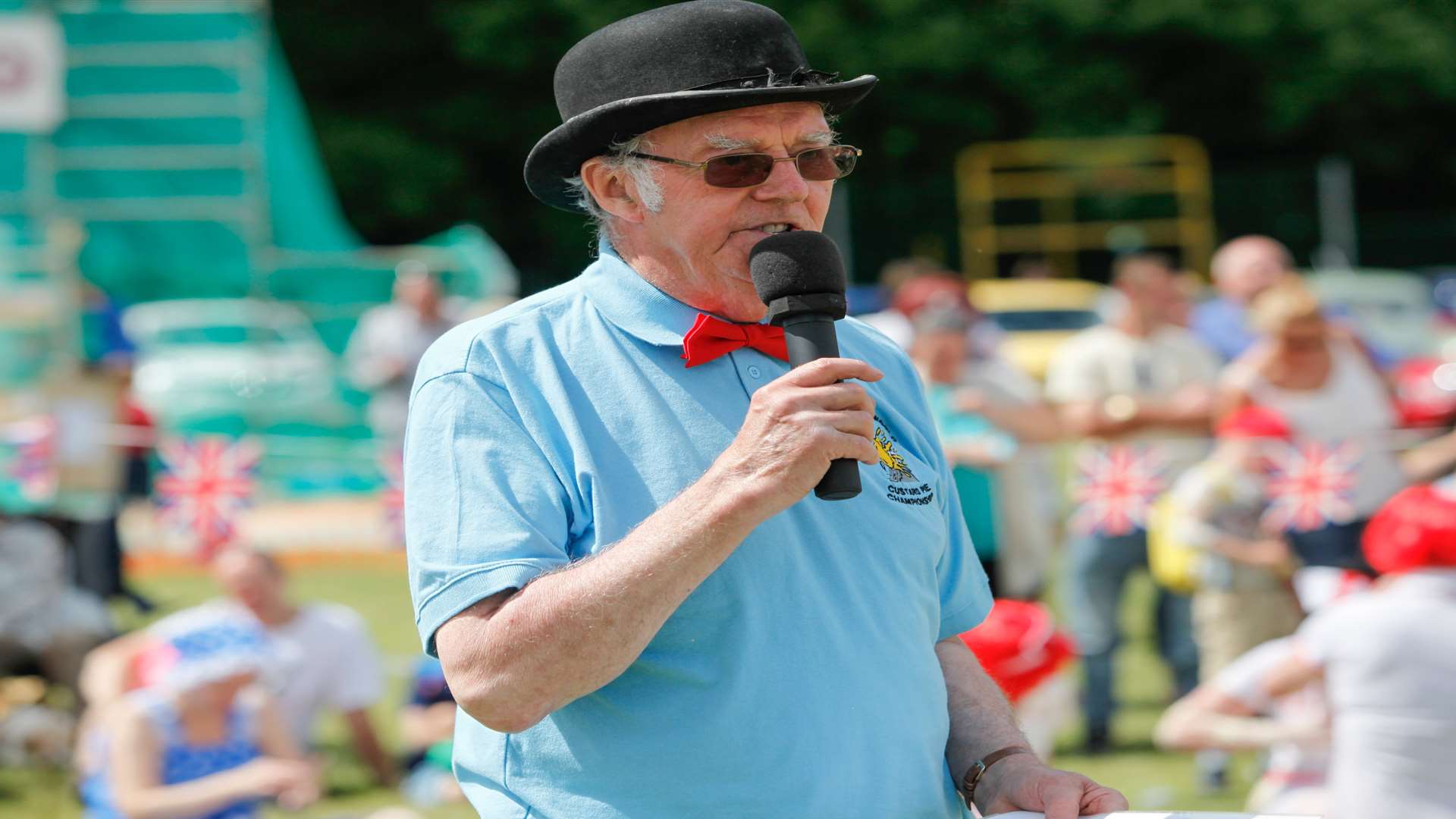 Mike Fitzgerald compering the World Custard Pie Championships in Coxheath