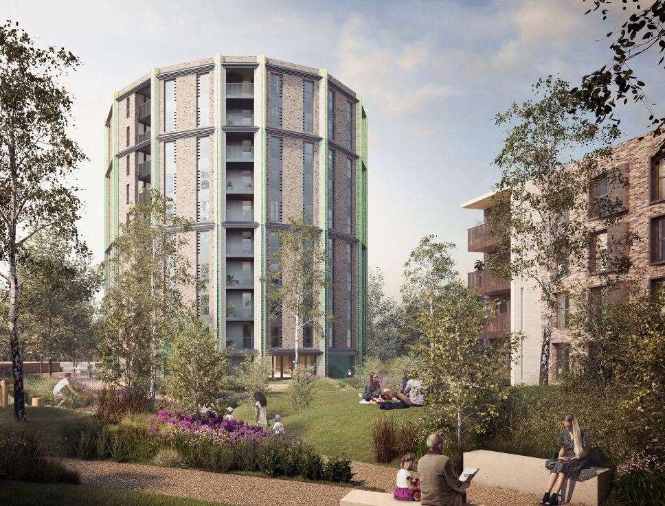 The plans include a 10-storey rotunda tower and 10 townhouses. Picture: SGN Place