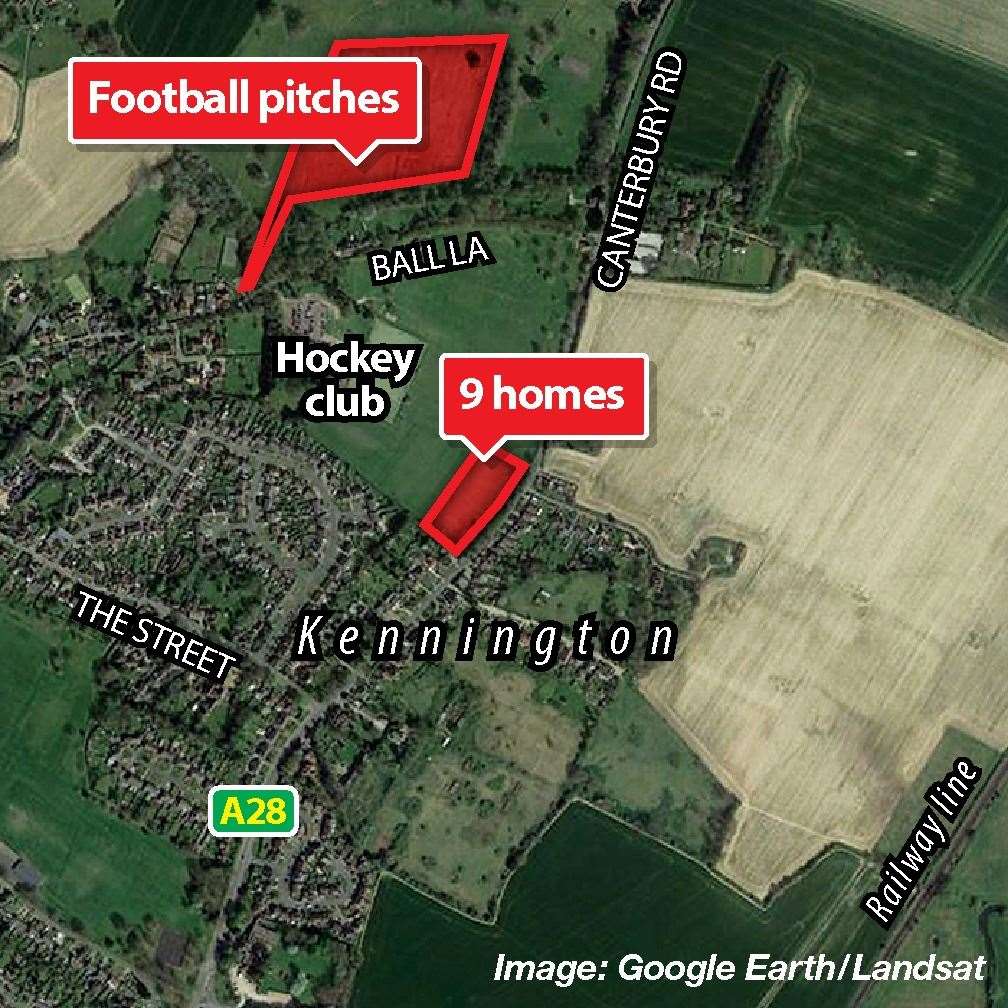 Where the homes will be sited on the Ashford Hockey Club land