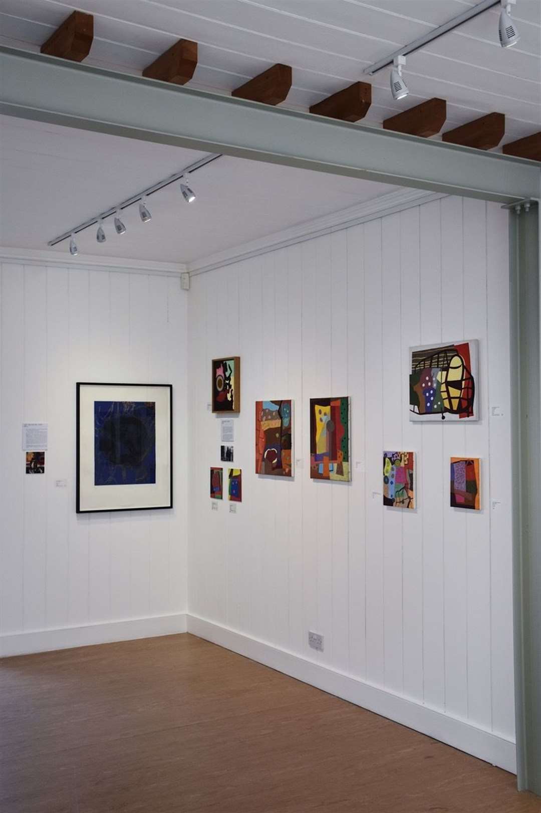 Captive Circle by John Hoyland hangs at Linden Hall Studio among pieces by Clyde Hopkins