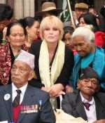 Joanna Lumley campaigns with Gurhkas at the Royal Courts of Justice last year