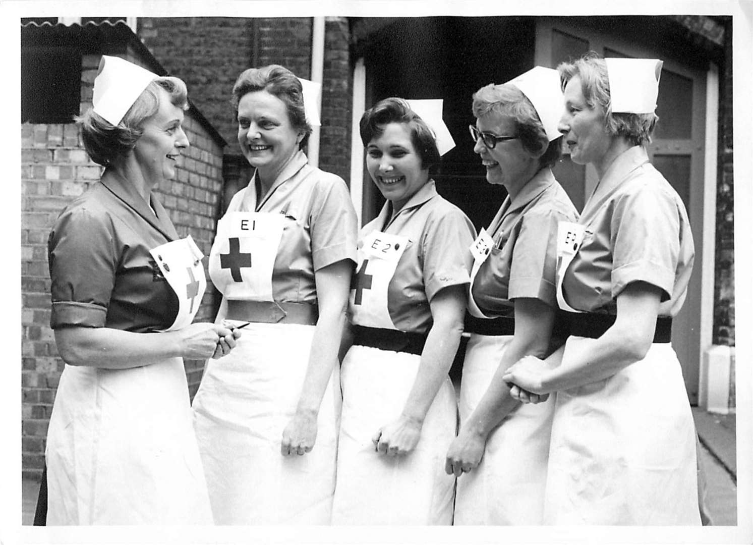 Kate’s grandmother Valerie Middleton (centre) who volunteered as a Red Cross nurse during the Second World War (Middleton Family)