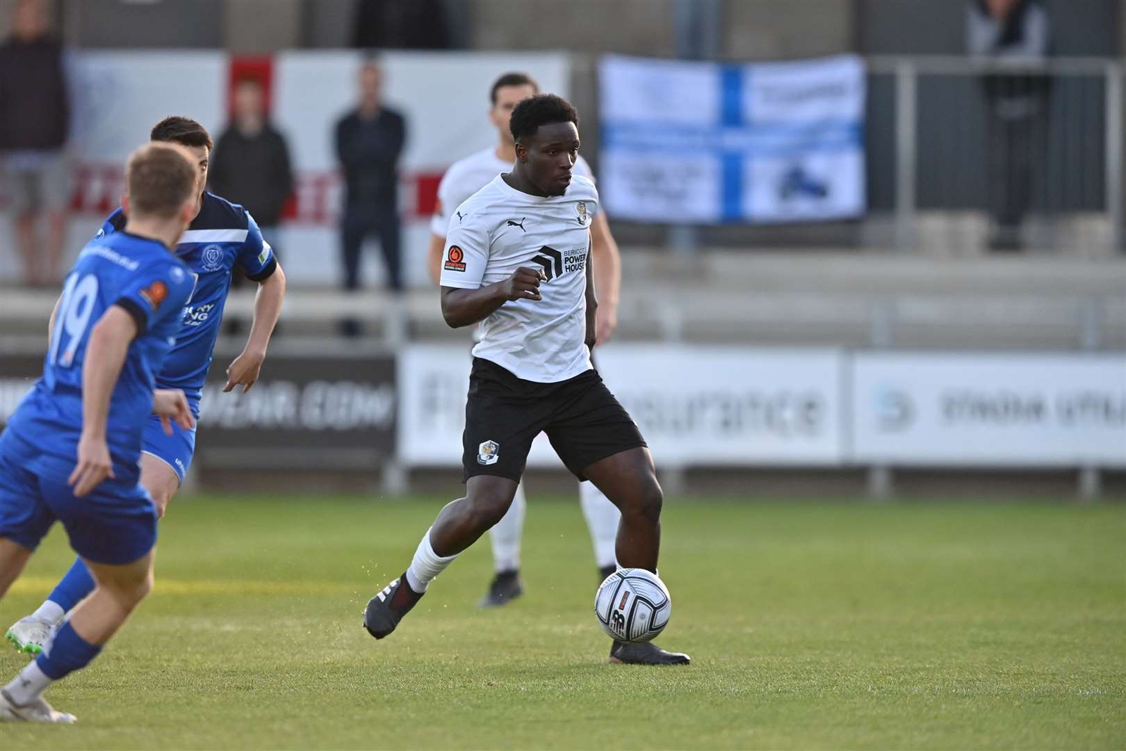 Olu Durojaiye on the ball for Dartford against Chippenham. Picture: Keith Gillard