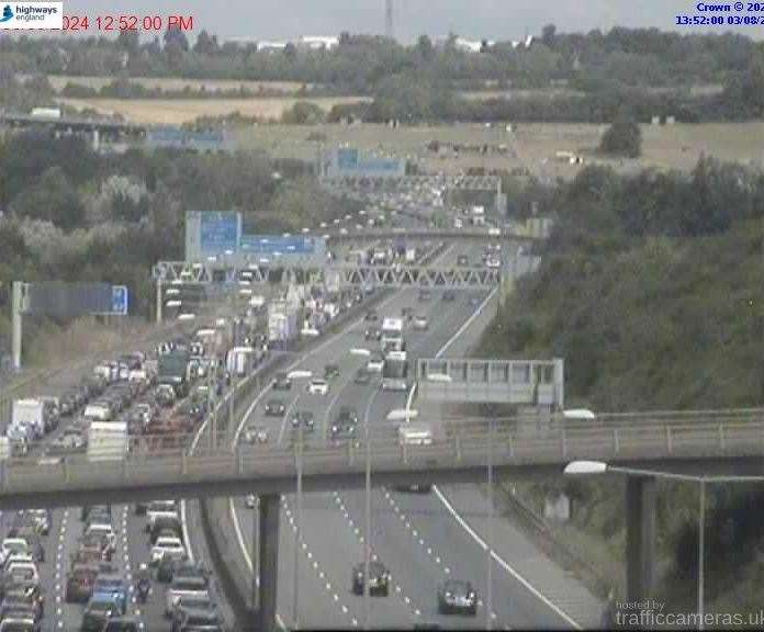 Two lanes are closed on the anticlockwise M25 from Junction 3 to Junction 2. Picture: National Highways