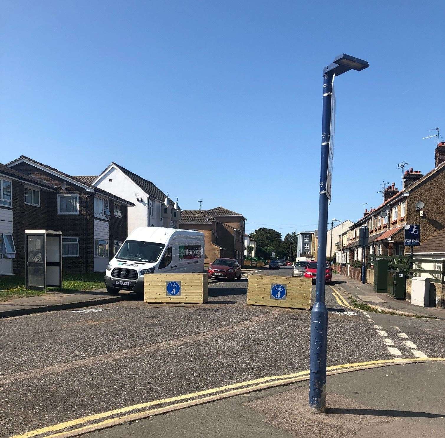 A road block had been put in place along Norfolk Road to pave the way for a new cycle route in Gravesend