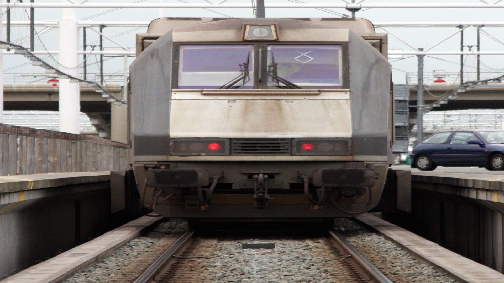 A passenger shuttle at the Channel Tunnel