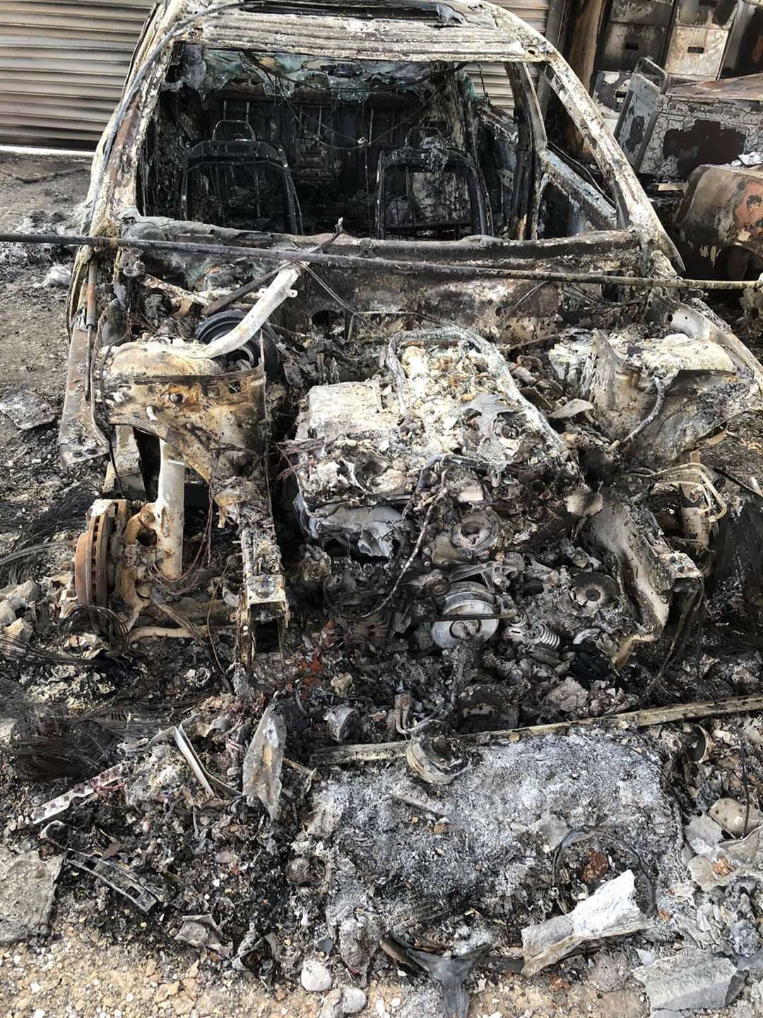 The devastation left behind inside Simon Marsh's workshop after the massive Hoo Marina fire. Picture: Simon Marsh