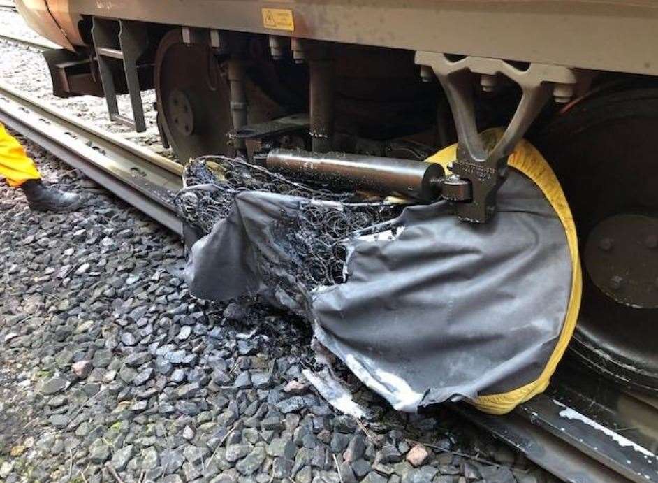 A mattress on the tracks has halted services from Gravesend to Dartford. Picture: Network Rail Kent and Sussex