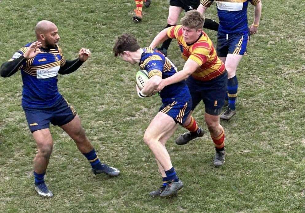 Medway RFC hosted the first round of the Papa Johns Bowl in collaboration with England RFU against the Gloucester side Old Centralians RFC. Josh knight cover tackles Picture: Mark Marriott