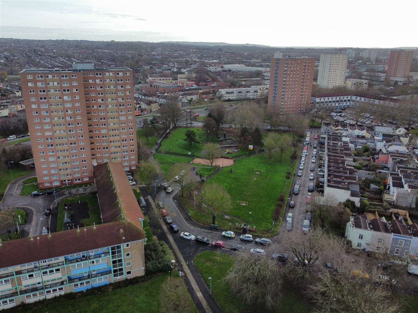 A cordon remained in place in Rawnsley Park (Ben Birchall/PA)