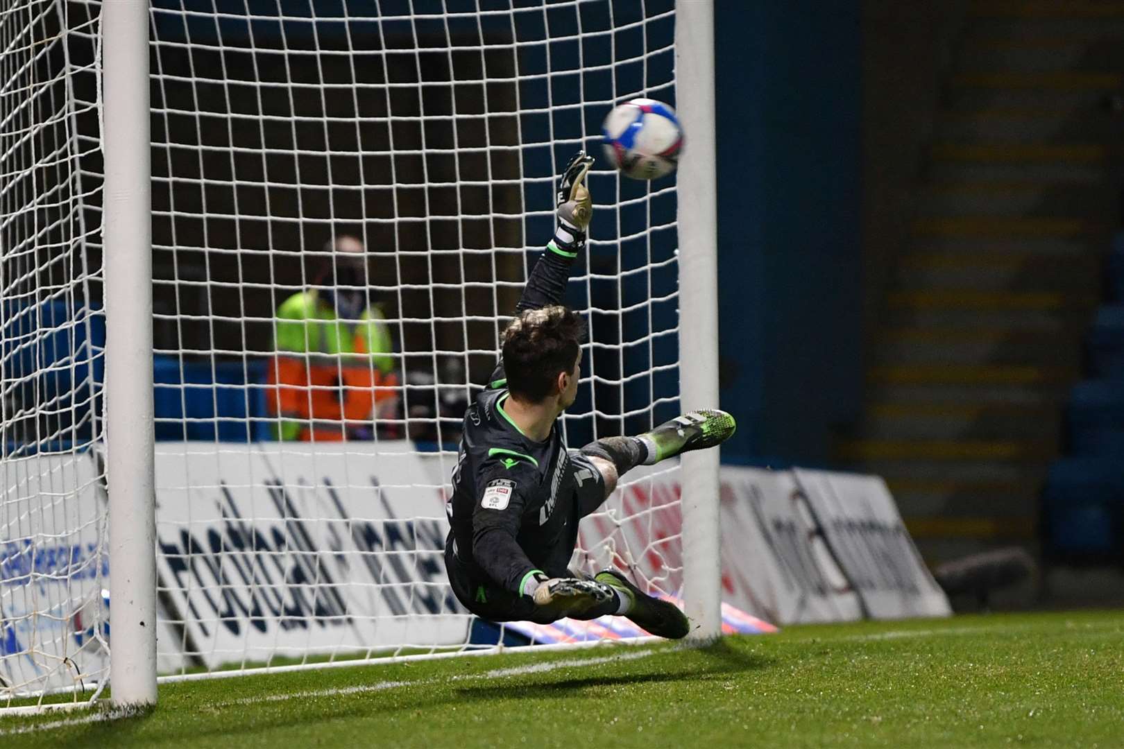 Jorge Grant beats Jack Bonham from the penalty spot to make it 2-0 Picture: Keith Gillard