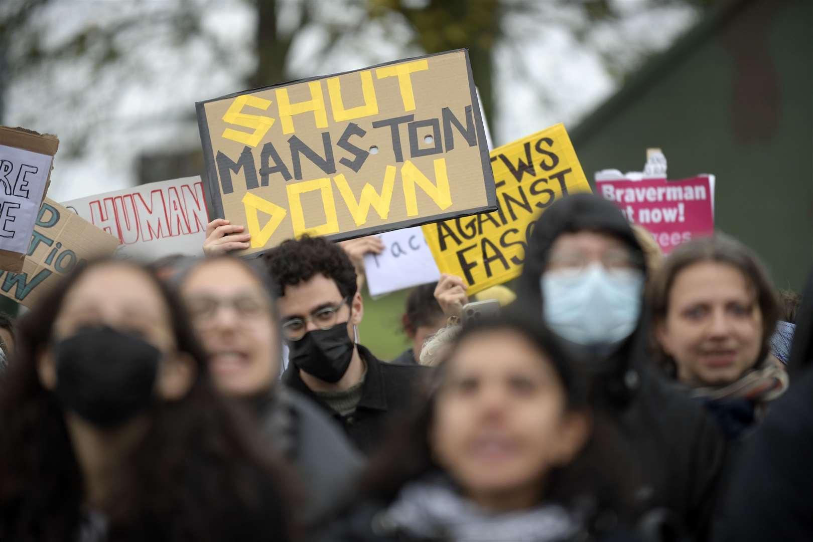 Demonstration outside of the Manston immigration processing site in November..Picture: Barry Goodwin