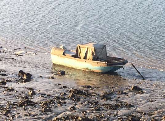 The boat outside KM offices on Medway City Estate