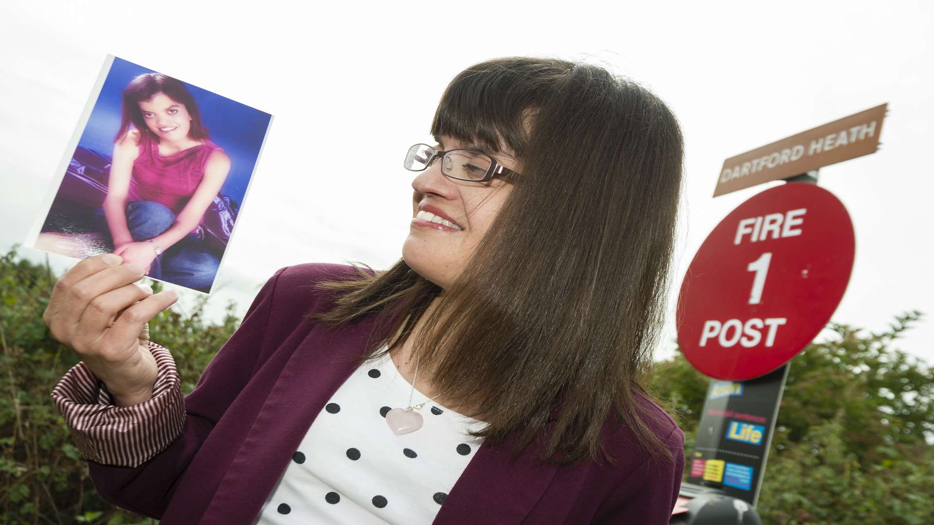 Caroline Cooper, pictured at one of the Fire Posts on Dartford Heath. Her late twin Tawnya was instrumental in getting these installed.