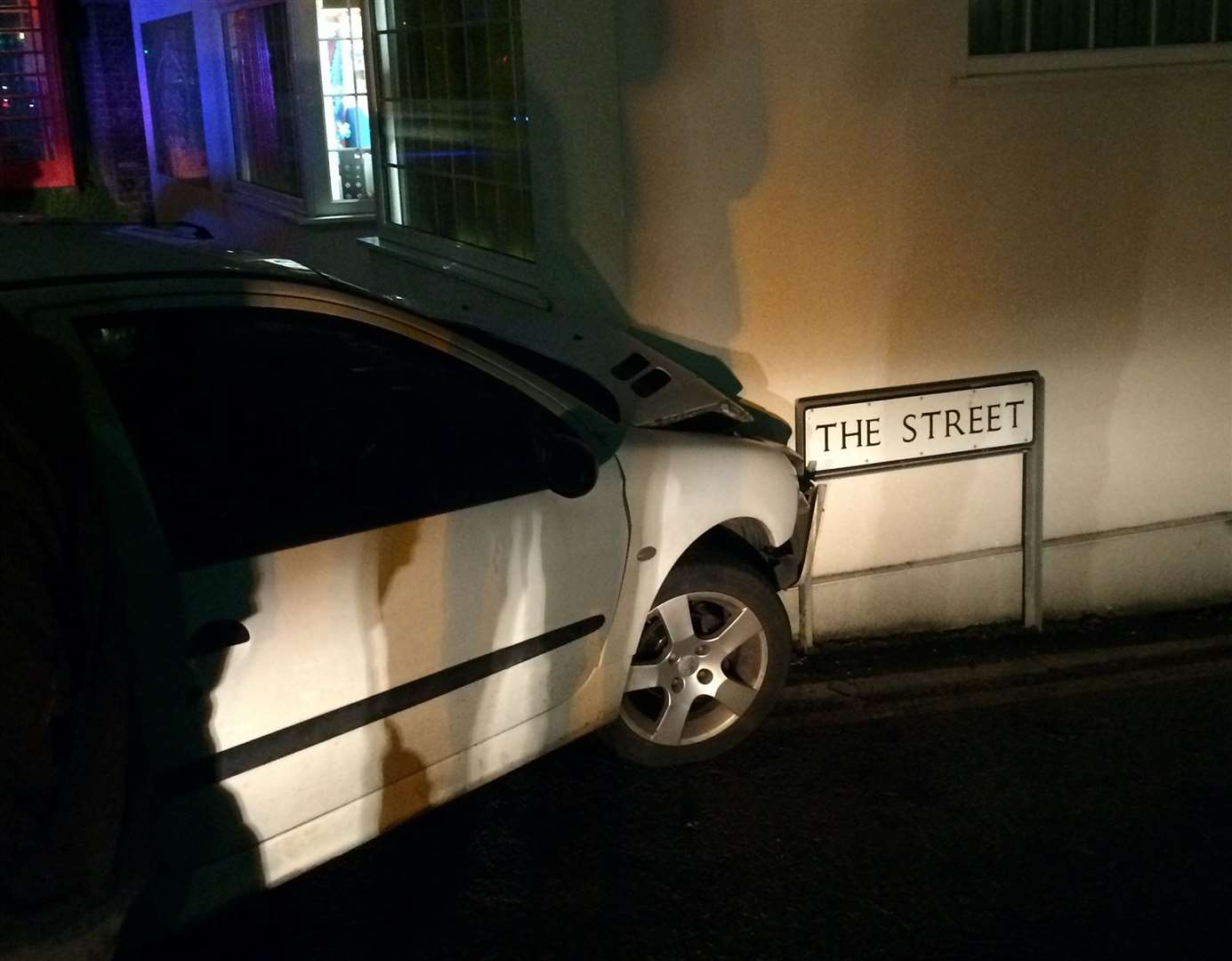 The car crashed into the village shop at about 9.35pm on Saturday. Picture: Martin Sims