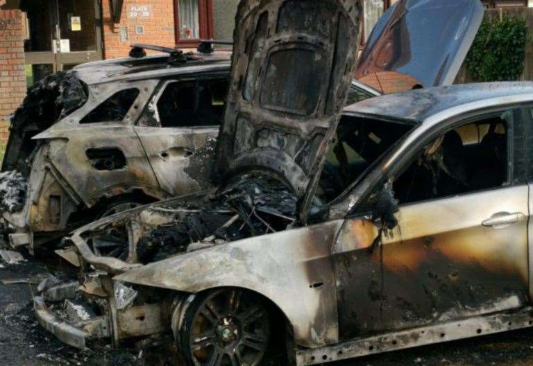 Three cars and a van destroyed by fire in Honfleur Road, Sandwich