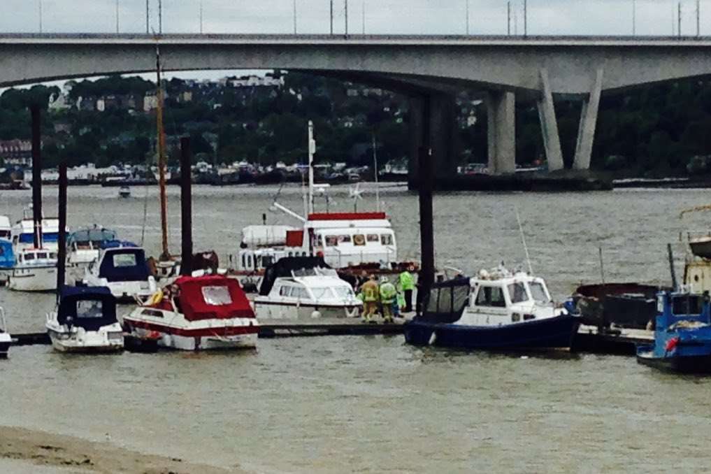 Emergency services at the river near Cuxton. Picture: @Doodleconstruct on Twitter