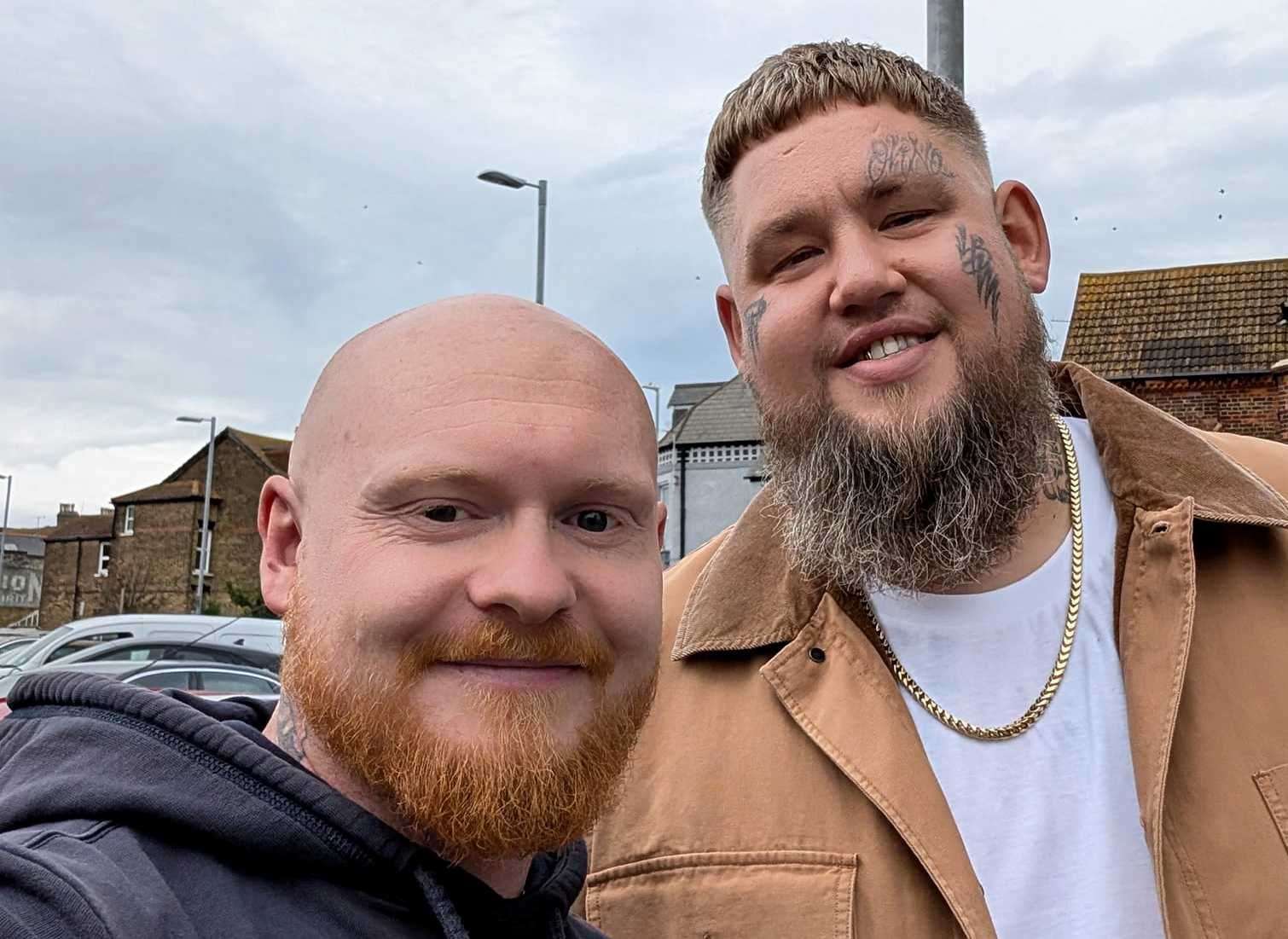 Tattoo artist Dan Bolton met Rag'n'Bone Man who was visiting Margate. Picture: Dan Bolton