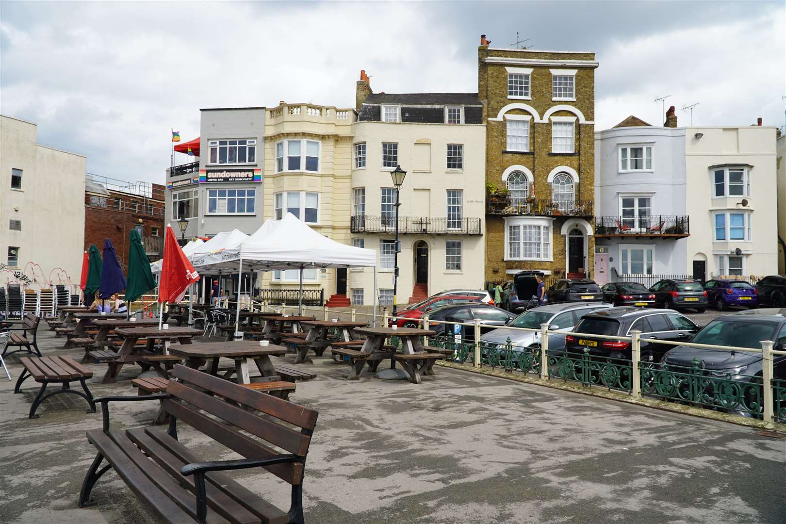 Sundowners Bar and the Victorian shelter sit only a few minutes’ walk from a huge concert venue Dreamland