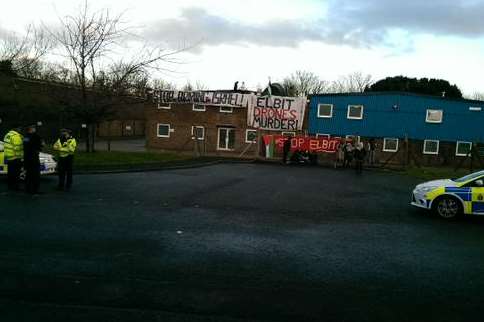 Police keep watch at the Instro site in February. Picture: Brighton BDS