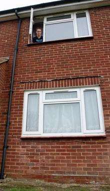 Warren Jervis at the window from where Leon fell