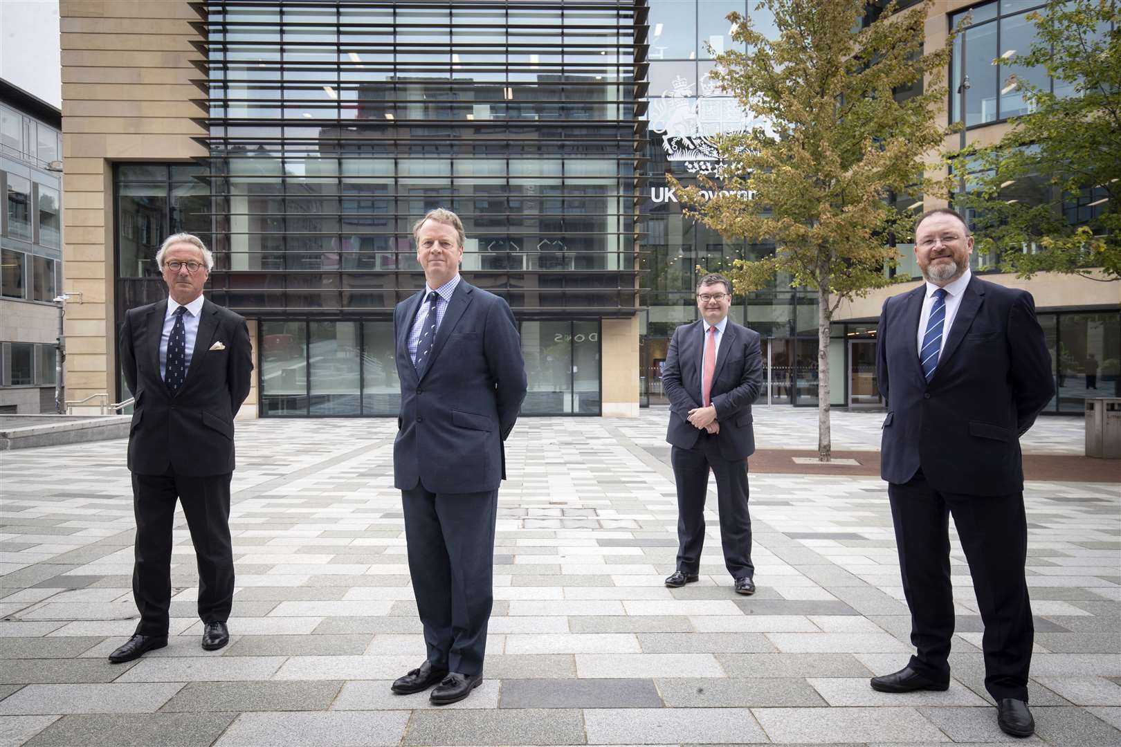 Advocate General for Scotland Richard Keen QC, Secretary of State for Scotland Alister Jack, Iain Stewart MP and David Duguid MP outside Queen Elizabeth House (Jane Barlow/PA)