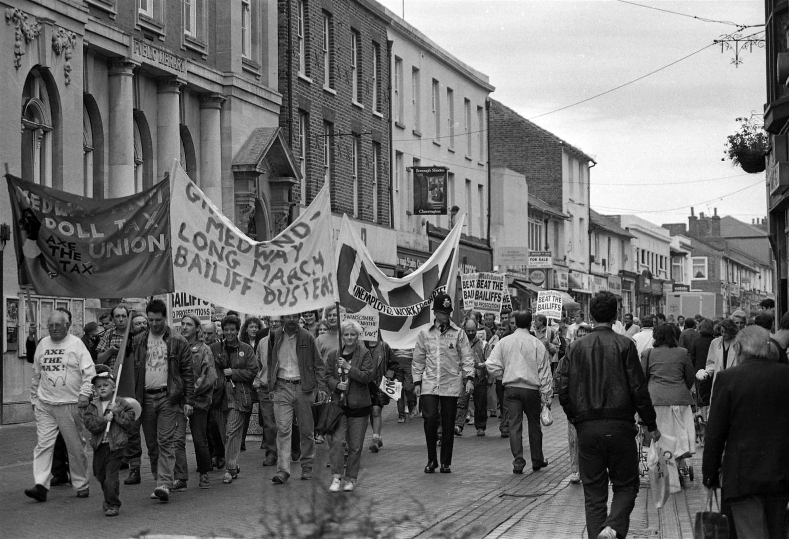 A poll tax protest in Gravesend in October 1990