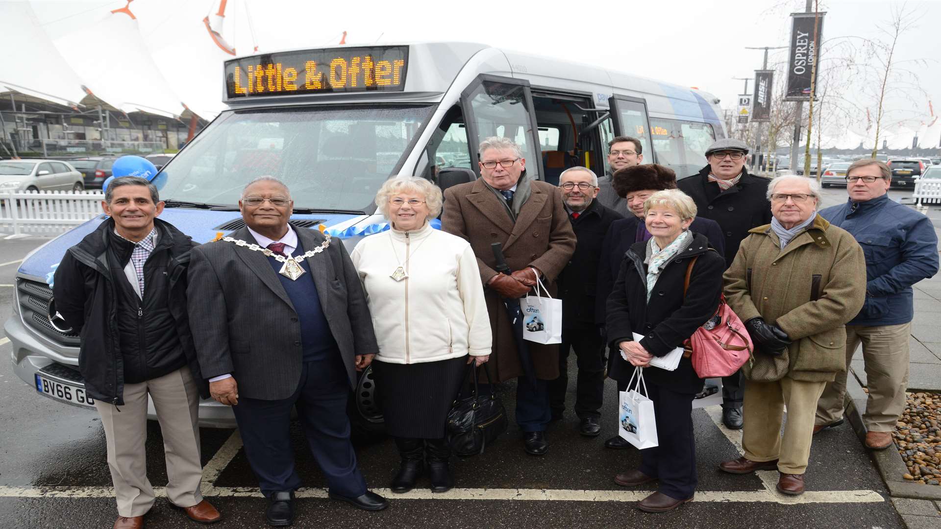 Mayor of Ashford George Koowaree with Mayoress Gloria Champion and councillors Launch of the 'Little and Often' Stagecoach minibus service