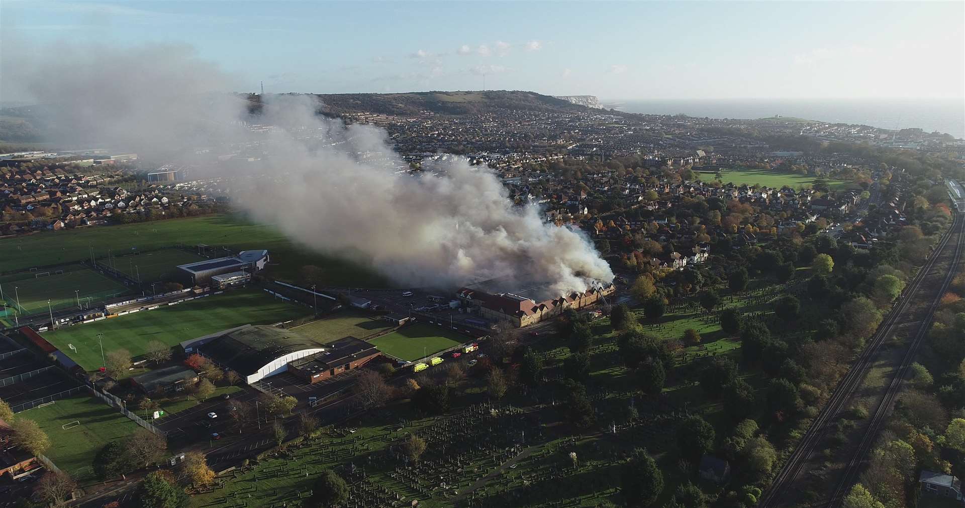 Drone images show the extent of the fire. Picture: Ollie King