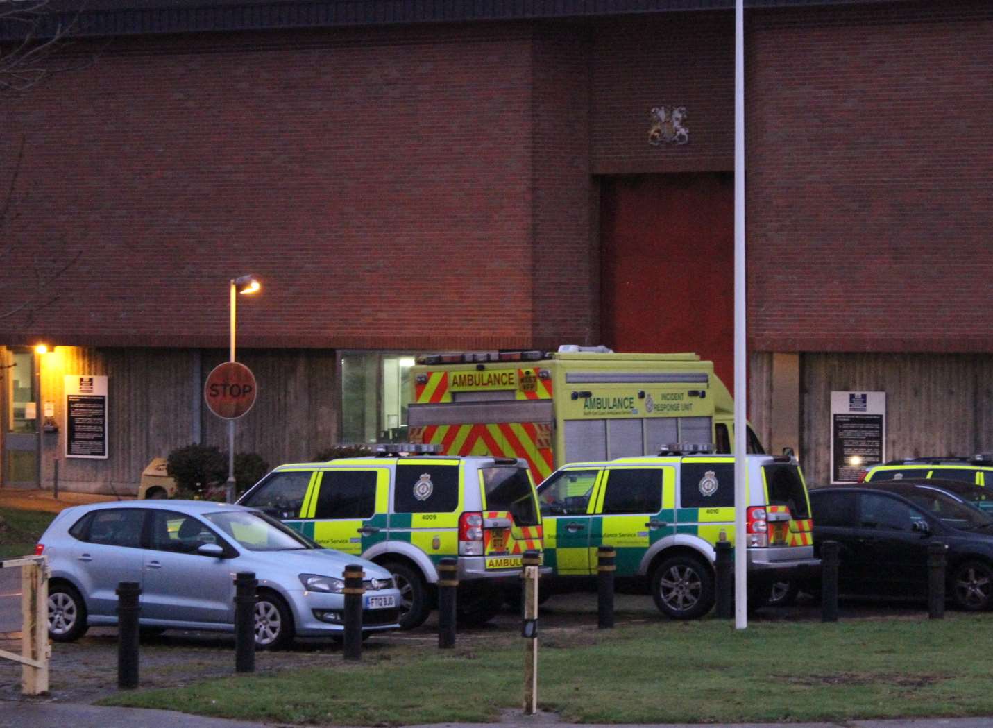 Ambulances waiting outside Swaleside Prison this evening