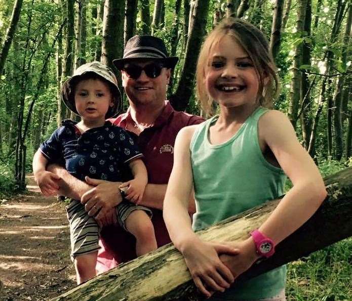 Parkwood head teacher Alex Moir and his children Violet (right) and Sonny