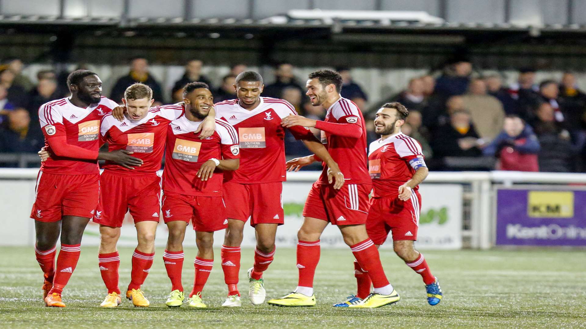 Dave Martin (second left) is congratulated after scoring the only goal Picture: Matthew Walker