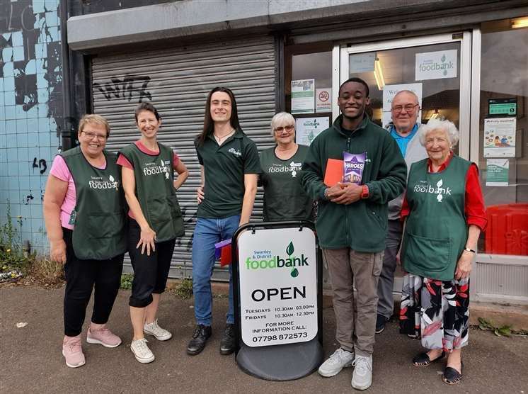 From left: Jean and Beverly, volunteers for almost a decade, with other volunteers Oliver, Brenda, Obed, chairman John Kahan and Sheila at the old site