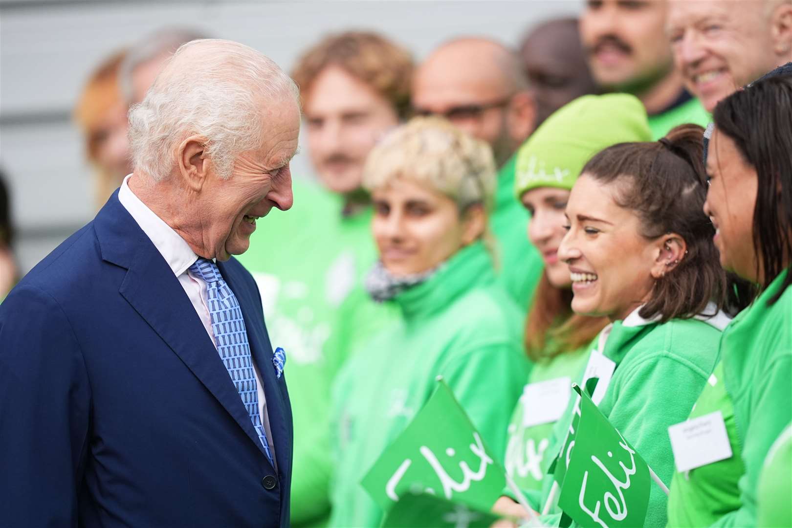 The King was greeted by volunteers from the Felix Project charity (Aaron Chown/PA)