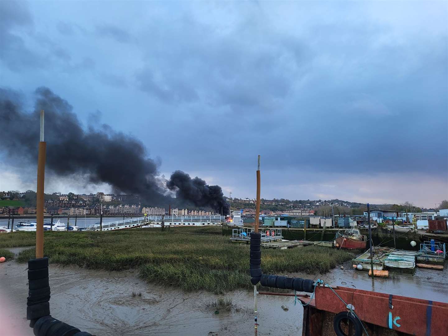 Black smoke can be seen soaring into the sky. Picture: Harry Gordon