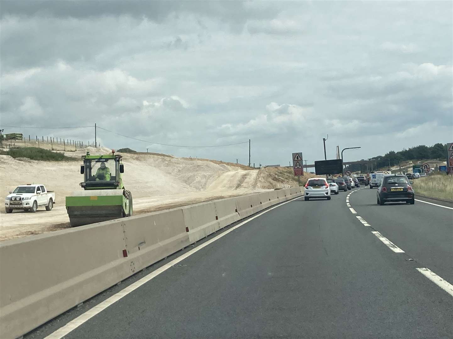 Roller beside the A249 Sheppey-bound carriageway near Stockbury roundabout