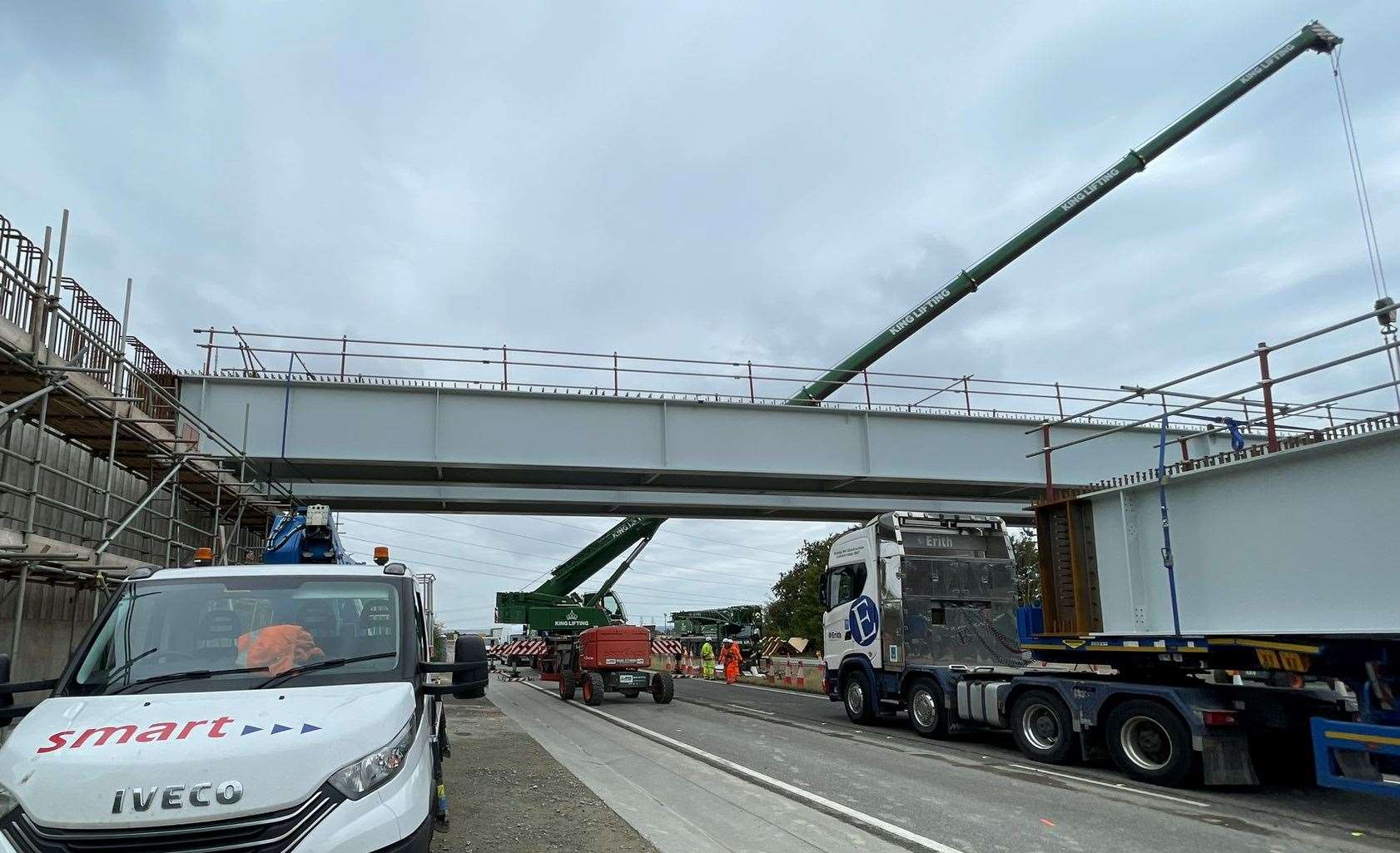 Two of the bridge deck beams of the second Grovehurst junction bridge. Picture: Joe Crossley