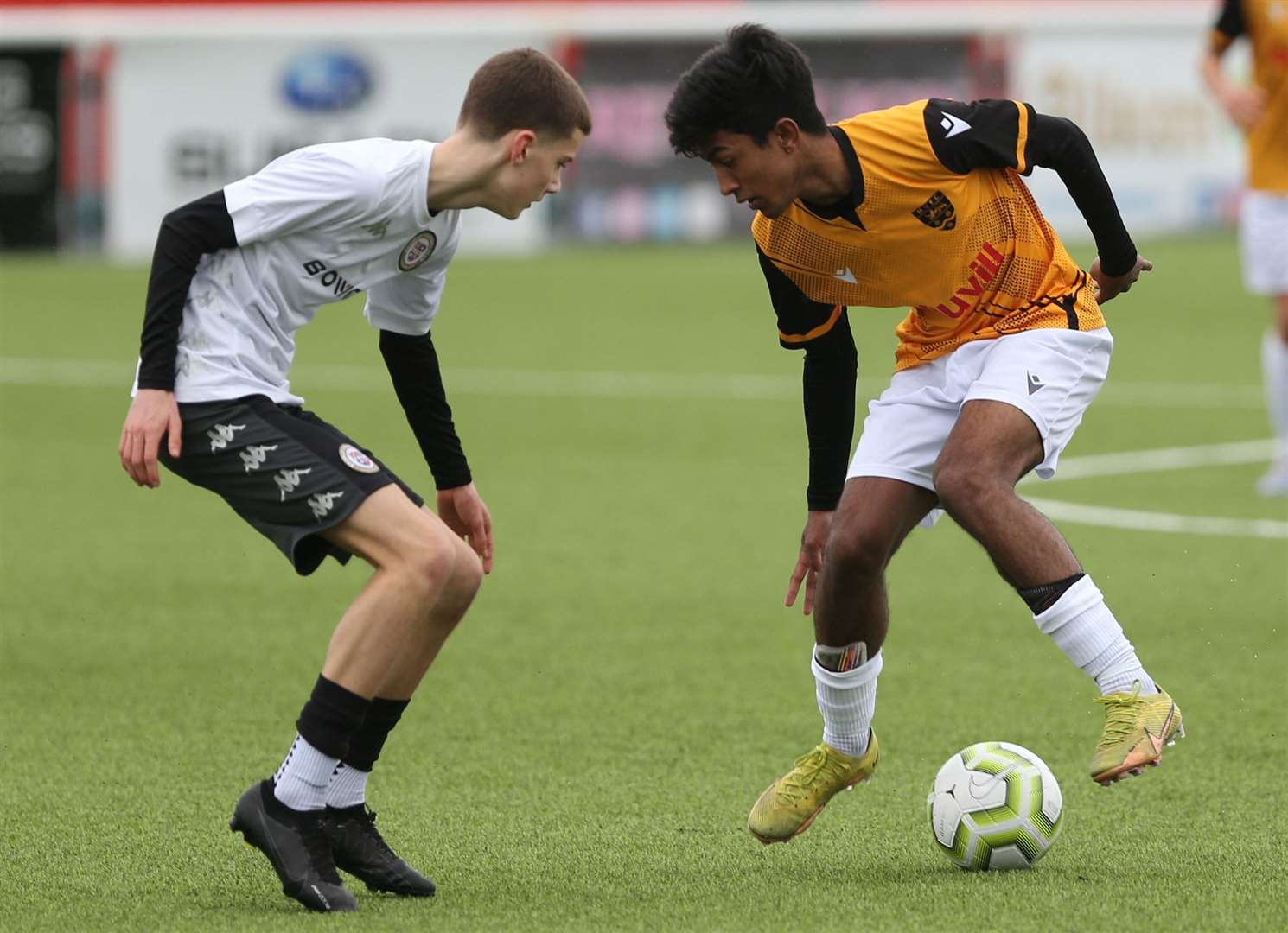 Maidstone United under-15s and Bromley under-15s (white) go head-to-head. Picture: PSP Images