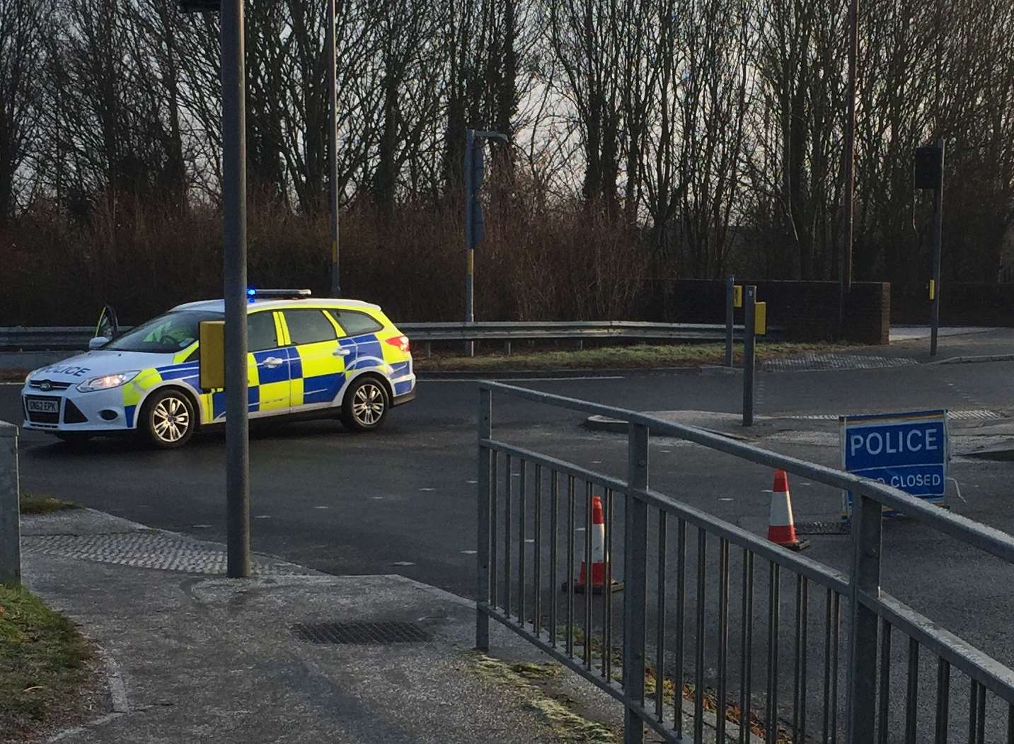 Police stop traffic joining the carriageway