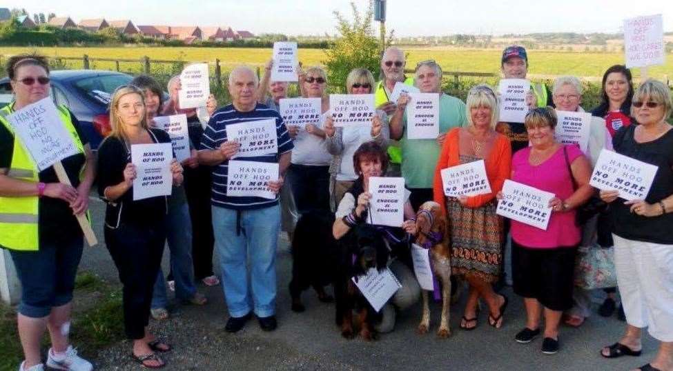 First hands off hoo meeting - Ron with other campaigners at the first Hands Off Hoo meeting in 2015