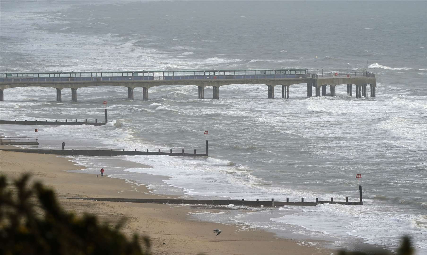 Choppy water at Boscombe pier in Dorset (Andrew Matthews/PA)