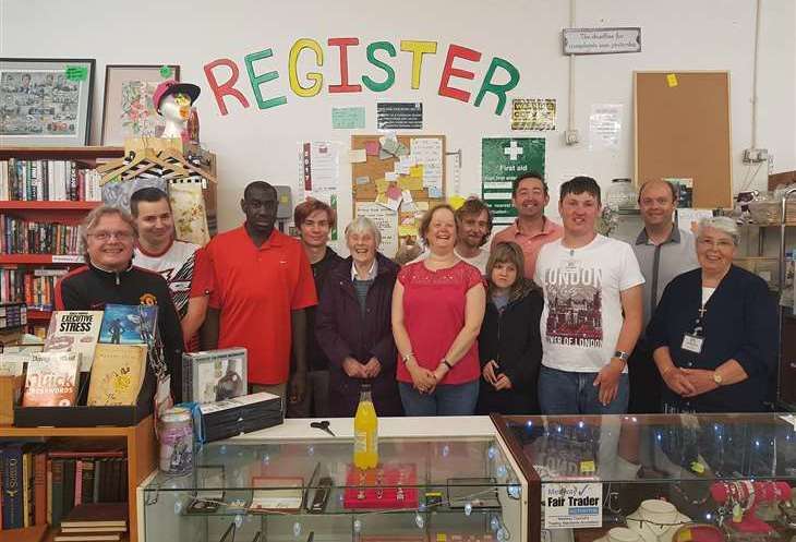 Volunteers inside Strood Comunity project shop when Bebe and Steve took it over in 2018