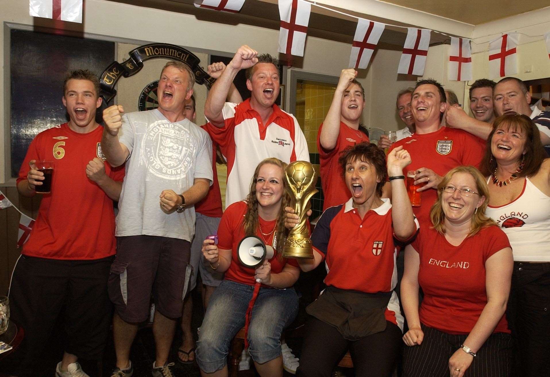 Fans watching the England and Portugal match at the Monument, Whitstable, in 2006