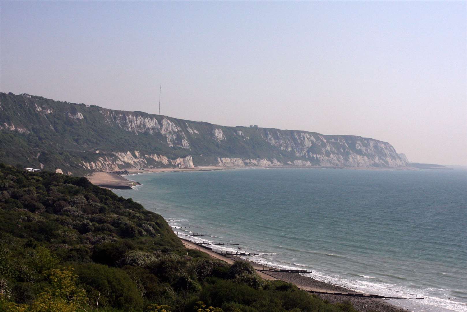 The beach at the foot of The Warren in Folkestone has been closed